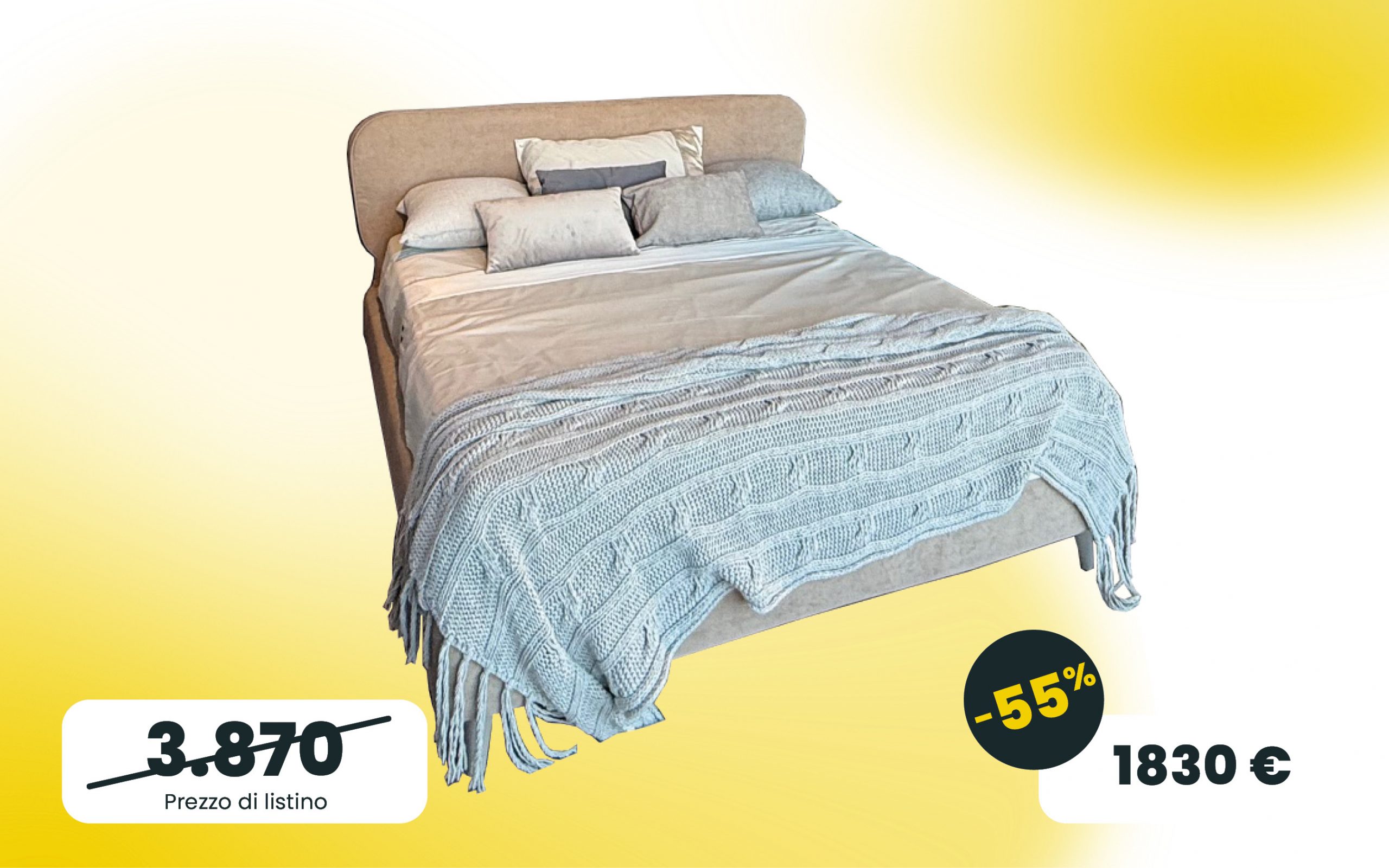 Letto matrimoniale Scudo con rete 160x190 tessuto Soft Tortora