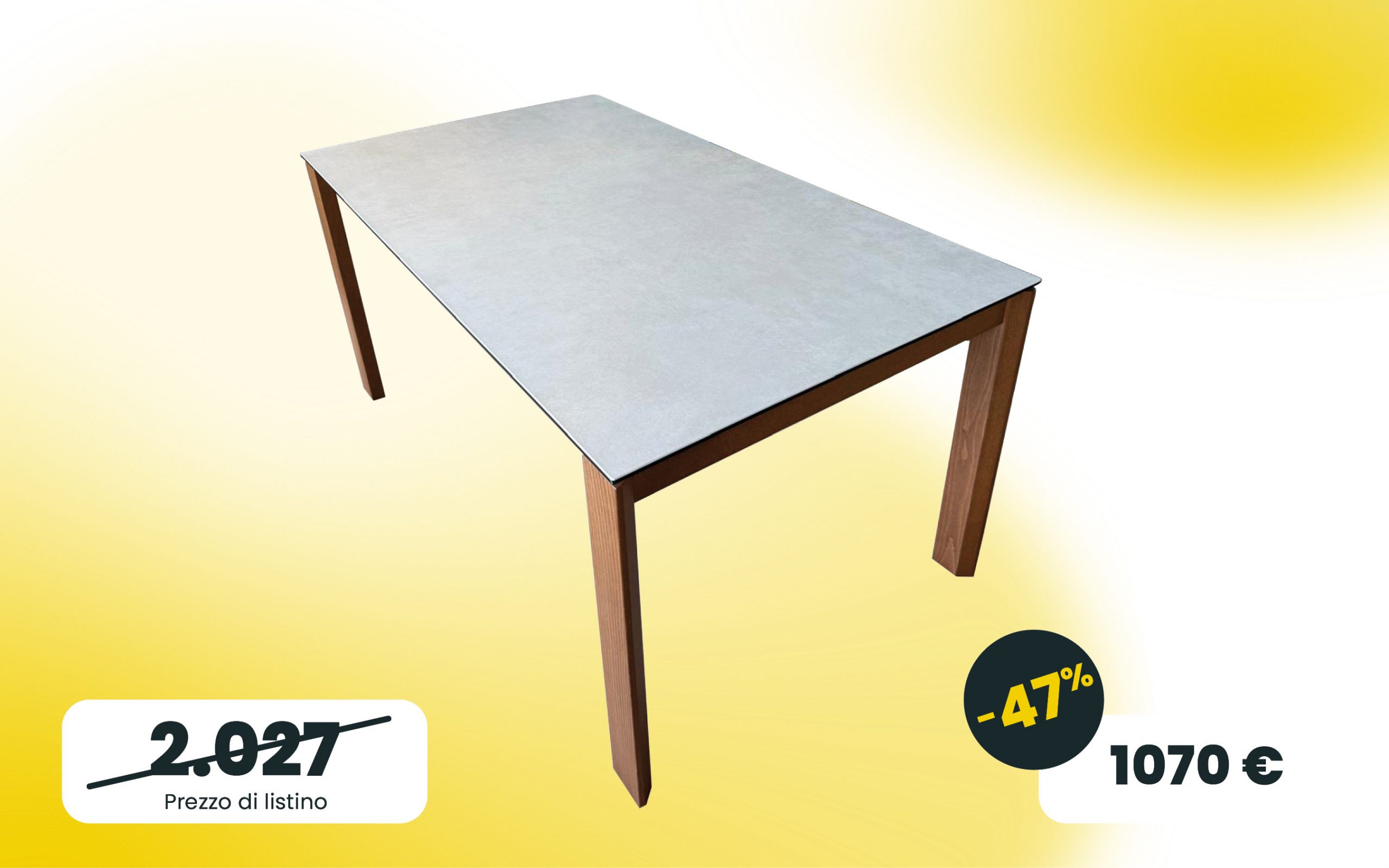 Tavolo Eminence Connubia struttura in legno Noce piano in ceramica Sale